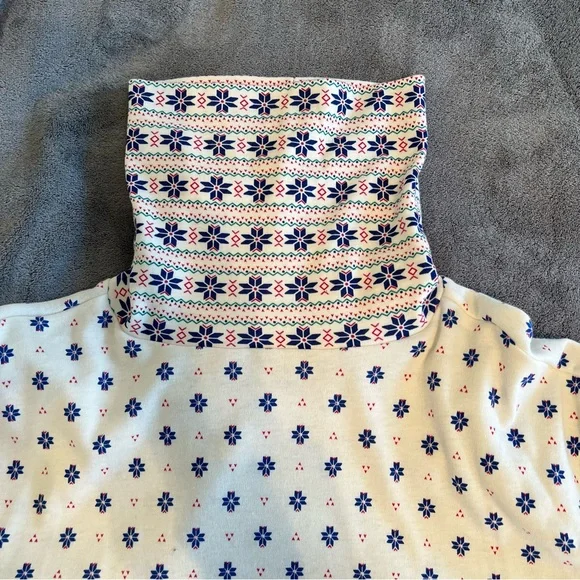 Vintage Venizia White Mod Patterned Long Sleeve Turtle Neck Contrast Cuff granny - Picture 6 of 10